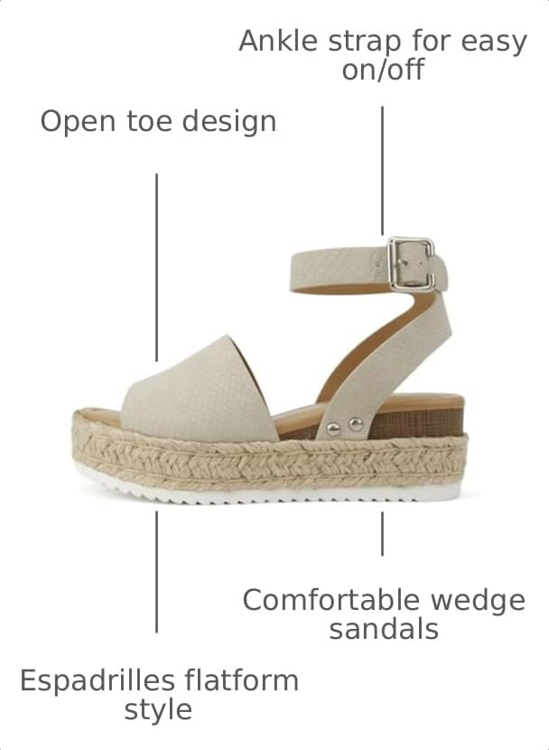 Image of Soda Topic Open Toe Buckle Ankle Strap Espadrilles Flatform Wedge Casual Sandal
