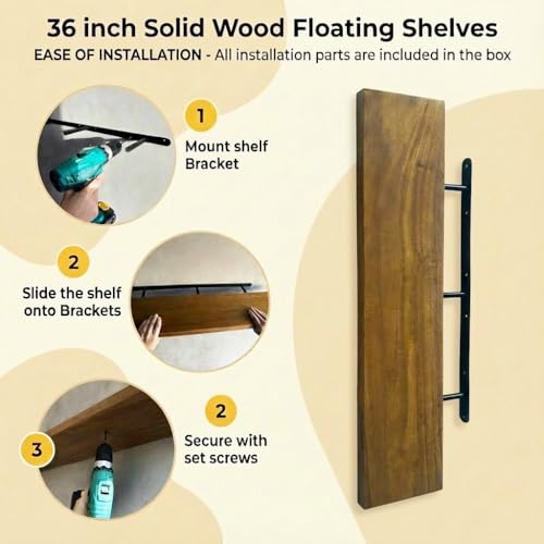 Image of ROGMARS 36 Inches Long Walnut Floating Shelves