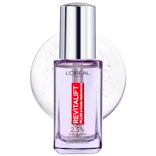 L'Oreal Paris Dermo Expertise Revitalift Filler Sérum de Ojos con Ácido Hialurónico y Cafeína, Rellena Arrugas y Corrige ojeras, Triple Roll-on, 20 ml (Paquete de 1)