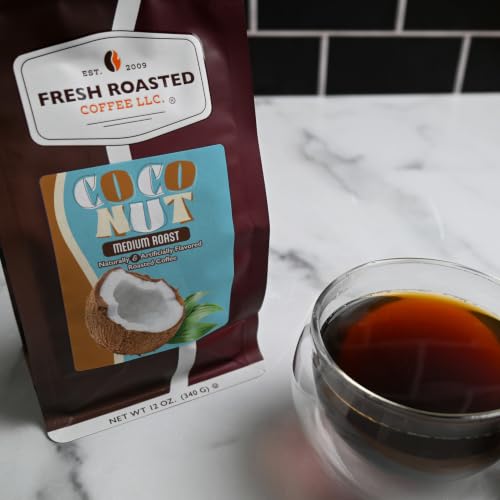 Image of Fresh Roasted Coffee, Coconut Flavored Drip Ground Coffee, Medium Roast, Kosher, 12 oz