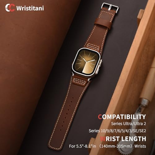Image of Wristitani Genuine Leather Strap Compatible With Apple Watch