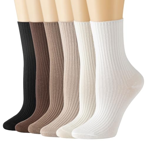 Losa Kute 6 Pairs Fall Socks Cotton Long Warm Crew Socks Cute Aesthetic Cute Slouch Socks2