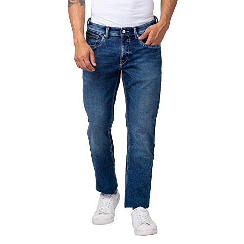 Image of Spykar Men's Regular Fit Mid Rise Cotton Narrow Length Jeans (Rover)