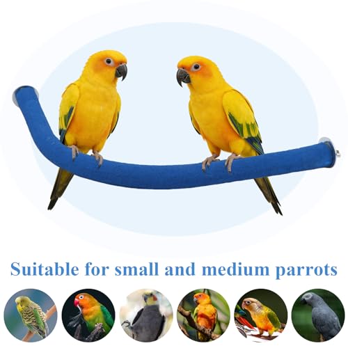 Image of Hypeety U Shaped Parrot Perch Wood Bird Cage Stand for Grinding Mouth Claw | Quartz sands, rough-surfaced, fits most cages, corner perch, promotes foot exercise, for parakeets /cockatiels /conures /macaws