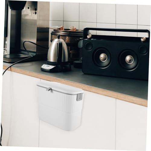 Caneca de basura rectangular blanca para cocina y baño miniatura 6