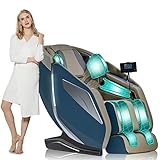 HealthRelife Ganzkörpermassagesessel mit Bodyscan 3D-Robotische Hände Intelligente Shiatsu Massagesitzauflage mit Sprachfunktion Rückenheizung(Blau)