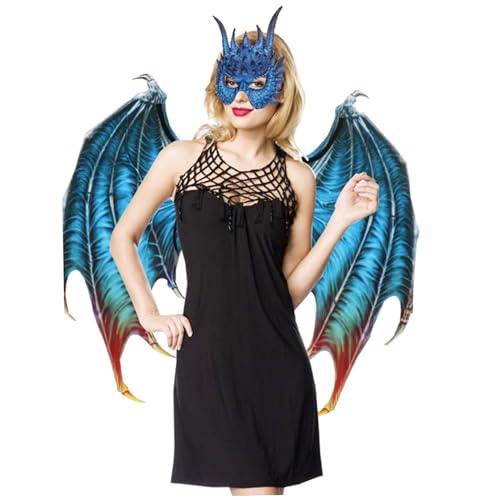 Whyzsjnclg Masque de dragon, masque de costume dragon avec corne et aile, costumes d'Halloween en mousse PU unisexe taille unique, ensemble cosplay d'Halloween pour adulte, costume hibou