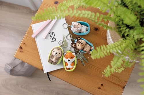 NICI Schlüsselanhänger Sleeping Pets Hund Yorkshire Terrier 8cm in Körbchen - braun - Treuer-Begleiter für Rucksack oder Tasche, Schlüsselhalter für klein und Groß | 61605