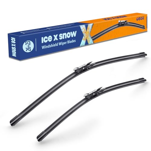 Image of 26 inch+23 inch Water Repellent Windshield Wiper Blades Replacement for Toyota Tundra 2021 2020 2019 2018 2017-2007,Sequoia 2022-2008 Silicone Automotive Windshield Wiper Blades(Pinch Tab)