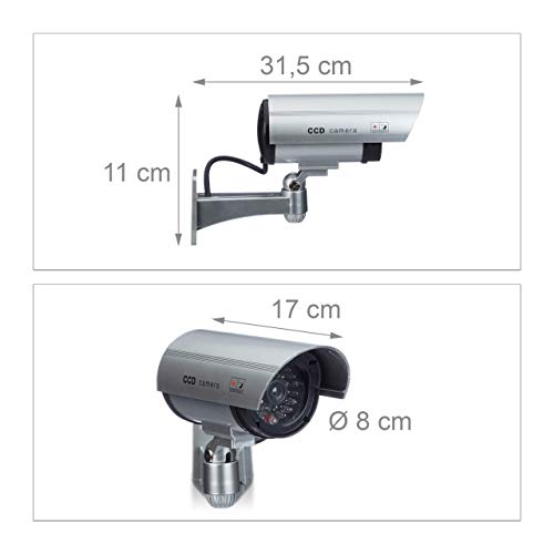 Relaxdays Dummy camera met LED-licht, wandhouder, voor binnen en buiten, dummy camera, beveiligingscamera, draadloos… - Image 3