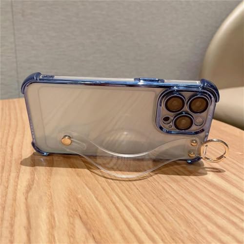 Coque transparente iPhone 14 Pro lanière et bracelet cuir pour garder les mains libres