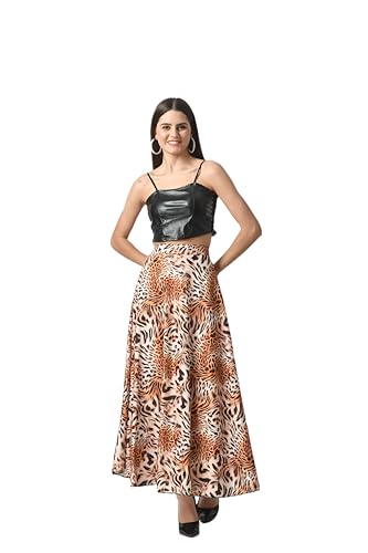 Image of VAGISHA Printed Casual Long Western Skirts for Women's & Girls |Stretchy Flared Maxi Skirt|Elastic Waist Skirts|Western Ethnic Skirts