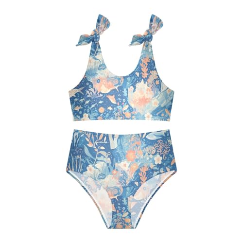 KLL Marine Chart Underwater Graphic Cartoon Girls 2 Piece Bikini Sets Beach Swimsuit Swimming Suits Cute Shoulder Strap3