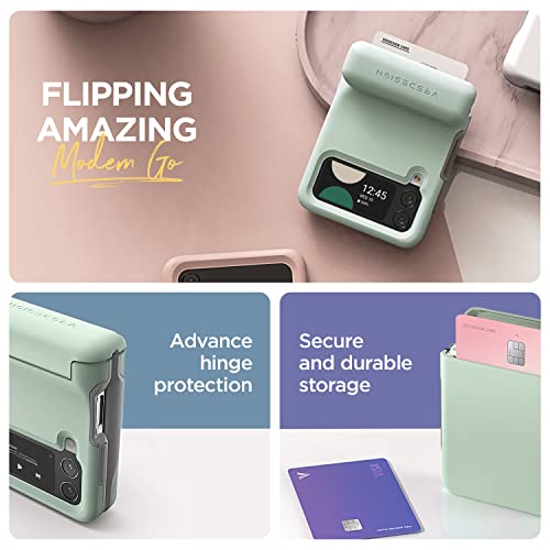Vrs Design Terra Guard Modern Go Phone Case For Galaxy Z Flip 4 5G (2022), Premium Modern Neat Style Spring-Loaded Hinge Cover Wallet Case (Marine Green) #TOP5