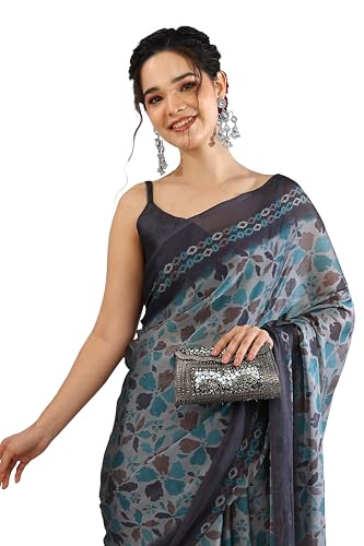 Image of MIRCHI FASHION Saree for Woman | Chiffon Floral Printed Breathable Occasional Sari with Blouse