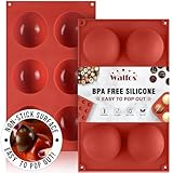 Large 6-Cavity Semi Sphere Silicone Mold, Half Sphere Silicone Baking Molds for Making Chocolate, Cake, Jelly, Dome Mousse (2 Packs)