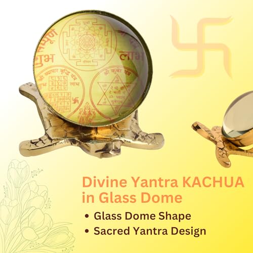 Image of Diamond Kachua - Vastu Yantra Brass Puja Box with Glass Dome for Spiritual Growth and Positive Energy - Luxury Handcrafted Indian Puja Shrine - 420