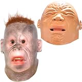 [WATASHINO] アニマル かぶりもの 動物 お面 おもしろ マスク ハロウィン 被り物 (オランウータン & 赤ちゃん)