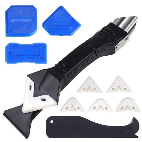 Lot de 10 Outils de l'enlève Joint 5 en 1, Enlever Joint Silicone kit de Lisseur de Silicone Grattoir à Coulis,Lisseur Joint Silicone,Outil de Calfeutrage,Grattoir Joint Carrelage