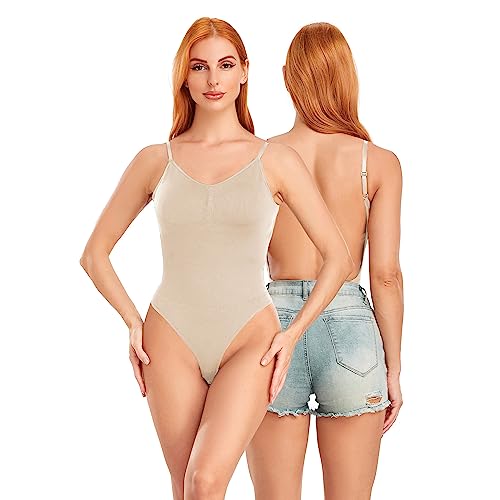 OURCAN Niedriger Rücken Bodysuit Figurenformend Damen Body Formender Body...