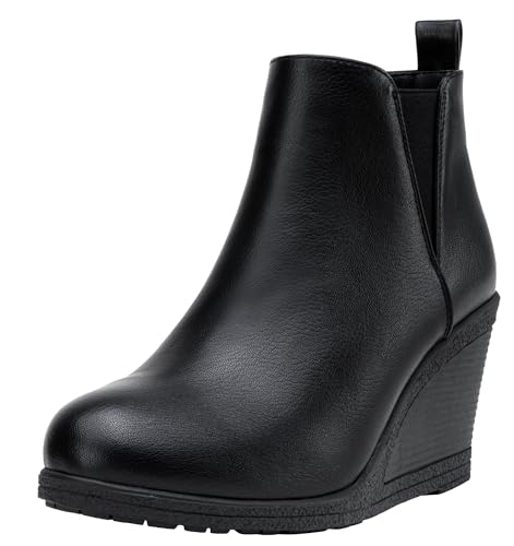 Vepose Women's 9679 Low Wedge Boots, Comfortable Ankle Booties with Inside Zipper