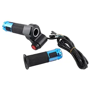 Throttle Grip Handlebar, LED Display Universal Voltage Throttle Handle Grips 3 Gears Switch for Electric Bike for Scooter for Tricycle(Blue)