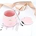 Pink Ceramic Coffee mug Cute Cat Handmade Tea Cups with Stainless Steel Spoon Kitty Cup Unique Hot chocolate Novelty mugs Christmas Birthday for Girls Women (Pink)