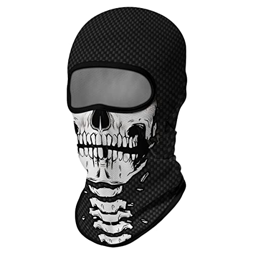 Red Plume 3D Balaclava Ski Mask Motorcycle Full Face Mask Outdoor Tactical Hood Headwear Mask Ghosts Skull Mask Men Women For Halloween (Skull 4) #TOP3
