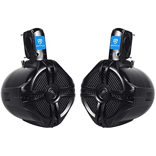 Rockville RWB65B 500W 6.5" Marine Wakeboard Tower Speakers, 4 Ohm, Waterproof, Durable Mounting, High-Fidelity Sound, Perfect for Boats, Jeeps, ATVs