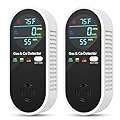 4-IN-1 Natural Gas Leak Detector & Carbon Monoxide Detectors with Natural, Propane, Co & Gas Leak Detector - Carbon Monoxide Detectors Plug in - Temperature & Humidity Detectors for Home, RV (2 Packs)