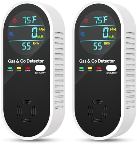 4-in-1 Natural Gas Leak Detector & Carbon Monoxide Detectors with...