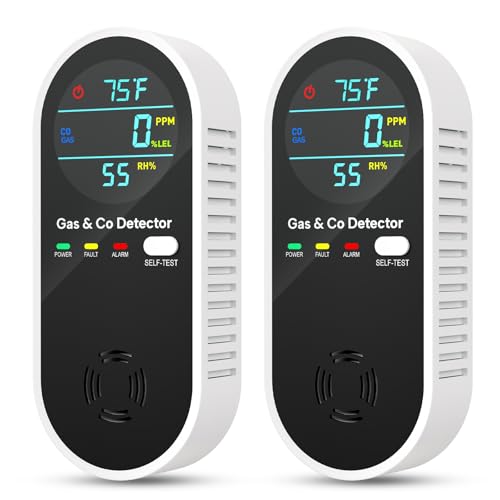 4-in-1 Natural Gas Leak Detector & Carbon Monoxide Detectors with Natural, Propane, Co & Gas Leak...