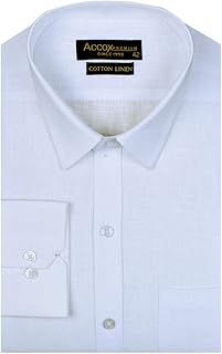ACCOX Men's Long Full Sleeves Regular Fit Cotton Linen Formal Plain Shirts(GCR55) Price In India