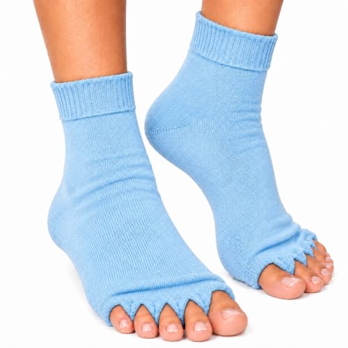 Image of Vn care Alignment Socks for Women & Men | Toe Separator for Pain Relief | Plantar Fasciitis Support | Stretch Five-Toe Design for Improved Comfort & Natural Toe Spacing | 1 Pair (sky blue, 1 Pair)