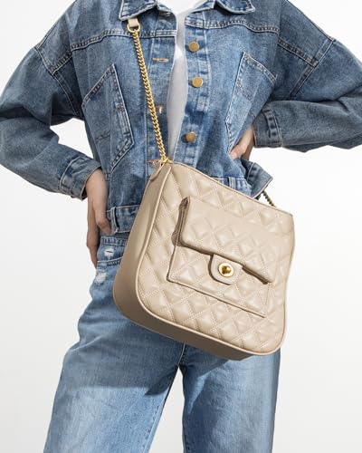 Crossbody Bag for Women, Quilted Crossbody Handbags Trendy Leather Purse Shoulder Bag with Adjustable Chain Strap2