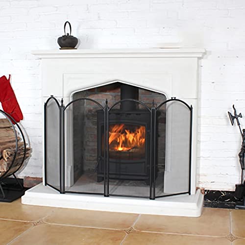 Protector contra chispas para chimenea y estufa en salones de estilo rústico 3