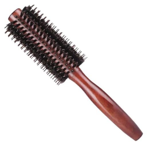 Spazzola Rotonda per Capelli in Legno Massello,Spazzola per Capelli Styling Rotonda a Rullo Piccola, Adatta per Donne e Uomini, per Capelli Lunghi, Spessi, Sottili e Ricci(Large)