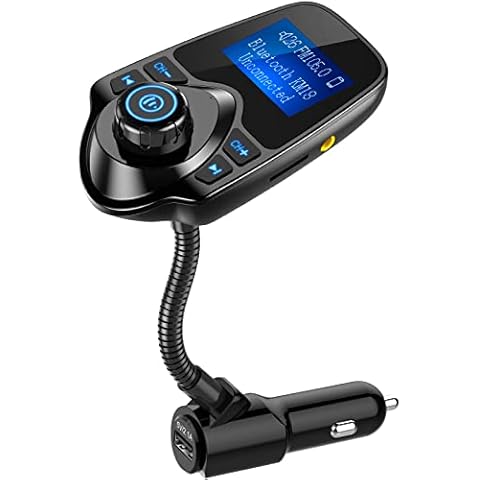 Nulaxy Wireless In-Car Bluetooth FM Transmitter Radio Adapter Car Kit W 1.44 Inch Display Supports TF/SD Card and USB Car Charger Cover