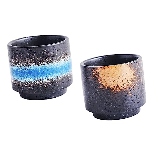 BAZEITFLOW 2 piezas Tazas de Retro para Té Diseño Japonés sin Asa Ligeras y Fáciles de Limpiar para Casa Bar y Restaurante Colores Surtidos Color Aleatorio Color Aleatorio