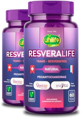 Kit 2 Trans Resveratrol Resveralife Unilife 60 Cápsulas