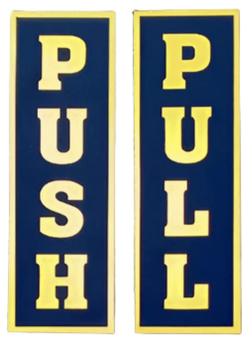 GraymarkGolden Push Pull Sign Stickers Self Adhesive Push & Pull Signage Board for Glass Wooden Doors/Office Hospital Mall Gate Sticker Combo (Golden)