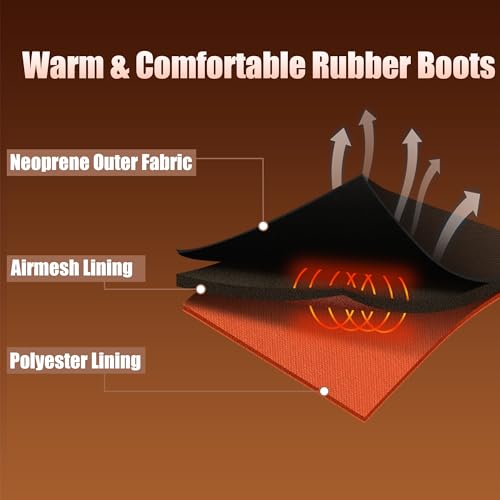 Men's Rain Boots Waterproof Garden Shoes, Ankle Rubber Work Boots, Camp Outdoor Snow Mud Boots for Farming, Hunting, Lawn Work, Size 7-144