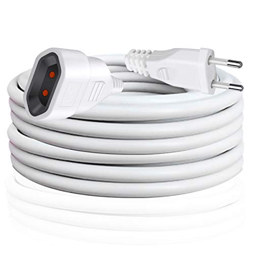 EXTRASTAR Cable Alargador de Corriente 4M, con Enchufe Protección, Potencia Máxima 2500W, 2G*1,5 mm², para Oficina, Hogar, Blanco