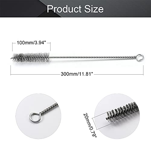 Image of Wire Tube Brushes, Stainless Steel, 0.8-inch Diameter, 12-inch Long,10pcs | Bottle Bristle Cleaning, Spiral Power Pipe Brush, Long-Handle Cleaner, For Auto Parts, Bottles, Tubes, Keyboards, Glass