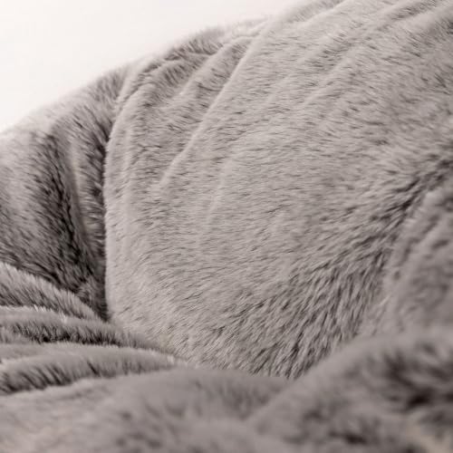 Icon Kingston Klassiker Kunstfell Sitzsack, Grau, Sitzsack Erwachsene mit Füllung, Bean Bag,...