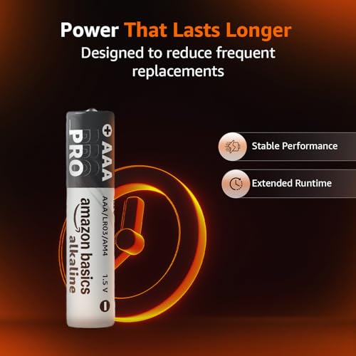 Image of Amazon Basics Pro Series AAA Alkaline Battery | Pack of 20 | for High Drain Devices | Toys, Digital Camera, Electric Toothbrush