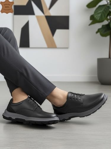 Image of Carlton London Men's Lace-Up Leather Casual Shoe with Lightweight Comfort Sole