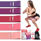 TechStone Resistance Bands Set for Men and Women, Pack of 5 Different Levels Elastic Band for Home Gym Long Exercise Workout – Great Fitness Equipment for Training, Yoga – Free Carrying Bag (Red)