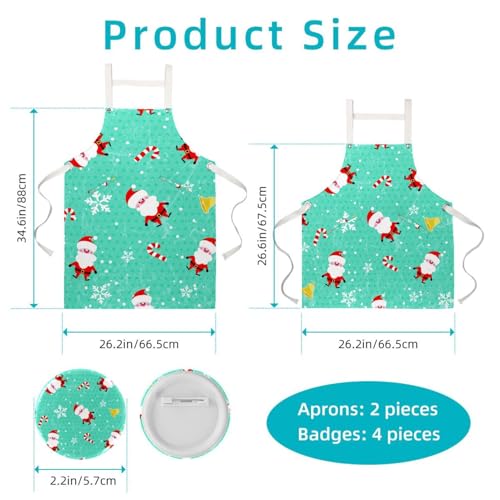 Tablier de cuisine ajustable avec 4 broches et imprimé Noël - 2