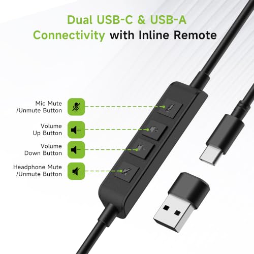 Acer Headset with Microphone for PC, ENC Noise-Cancelling Mic, USB-C/USB-A - image 7